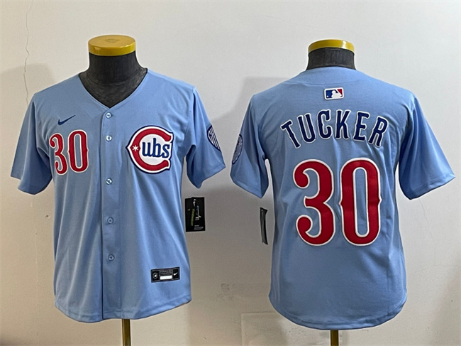 Youth Chicago Cubs #30 Kyle Tucker Blue 2024/25 2nd Alternate Limited Stitched Baseball Jersey Youth Chicago Cubs #30 Kyle Tucker Blue 2024/25 2nd Alternate Limited Stitched Baseball Jersey